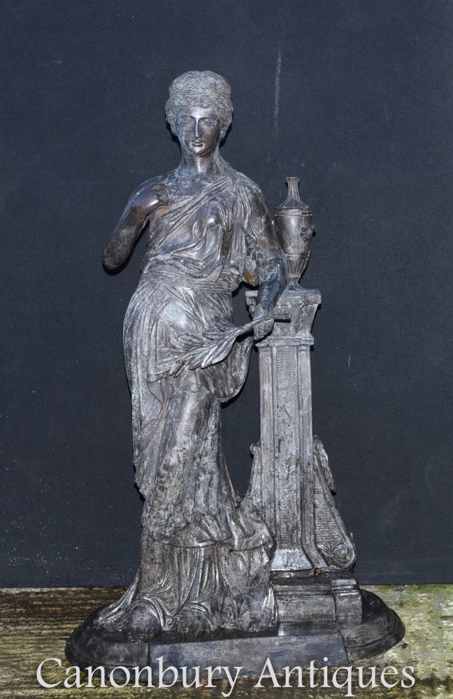Large Roman Maiden Statue in Bronze - Classical Figurine