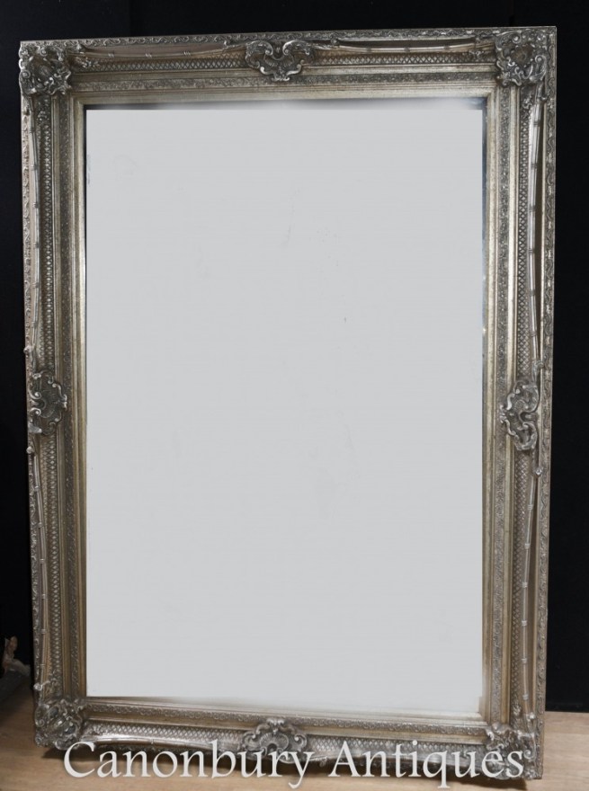 Large Victorian Mirror - Silver Gilt Frame 7 Foot Tall