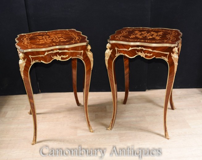 Louis XVI Side Tables - Pair French End Table