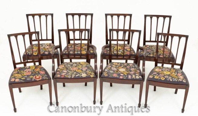 Mahogany Hepplewhite Dining Chairs Set 8 Antique Diners