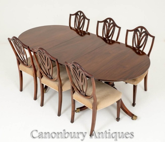 Mahogany Regency Dining Table Set Prince of Wales Chairs