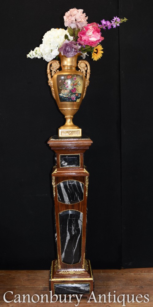 Marble Empire Pedestal Stand Table - French Interiors