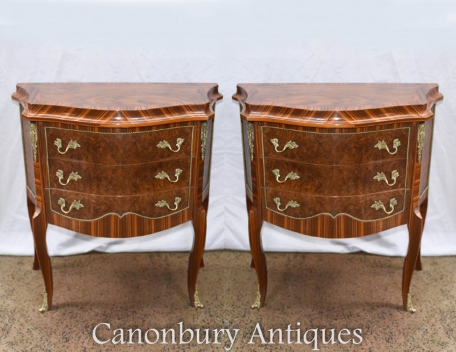Pair Regency Bedside Chests - Walnut Nightstands
