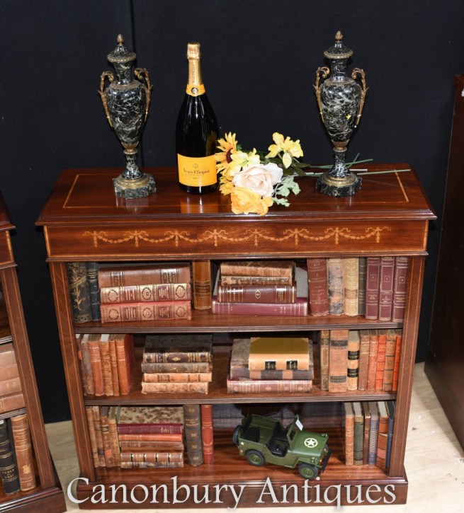 Regency Open Front Bookcase - Mahogany Sheraton Inlay