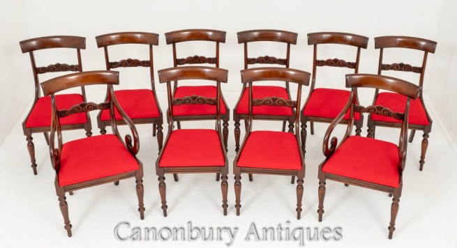 Set Regency Dining Chairs Antique Mahogany