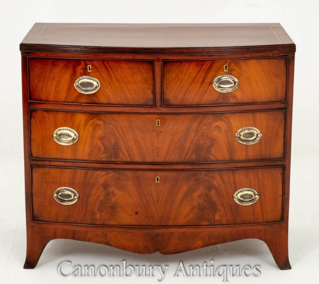 Victorian Mahogany Chest Drawers Bow Front Circa 1860