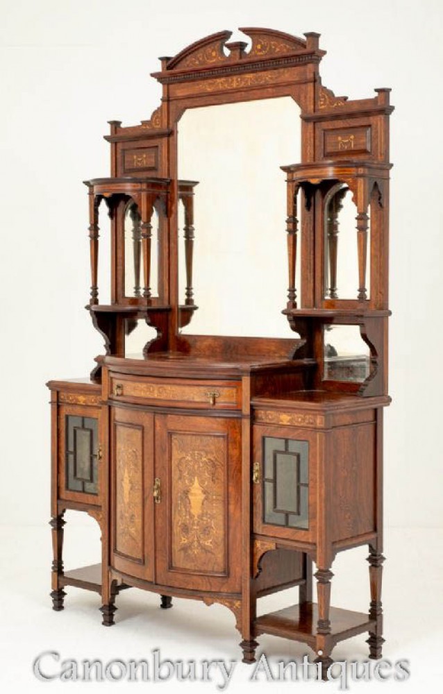 Victorian Sideboard Mirrored Cabinet in Rosewood 1890