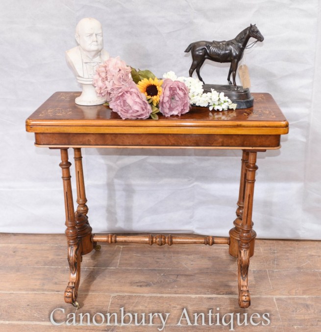 Victorian Walnut Card Table Games Tables