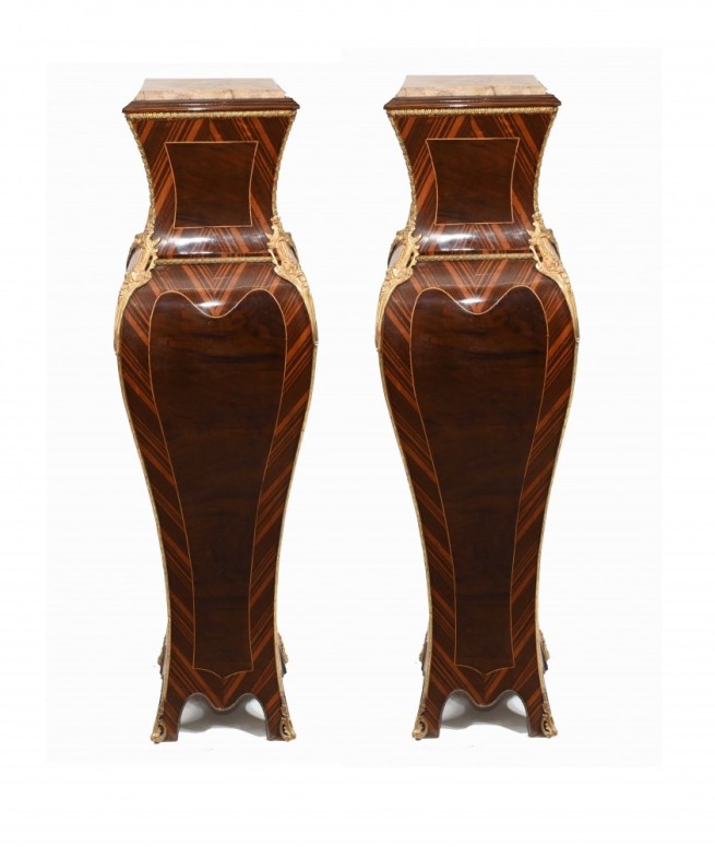 Pair Art Deco Pedestal Stands Tables
