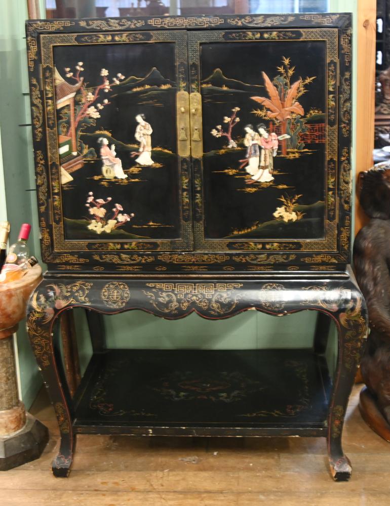 Chinese Lacquer Cocktail Cabinet Chinoiserie 1910

