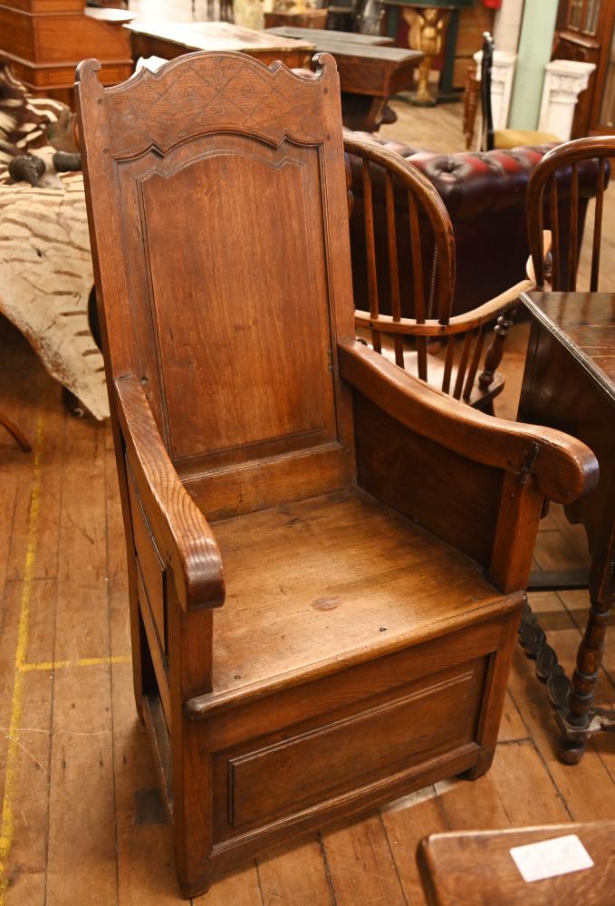 English Oak Lambing Chair Farmhouse Rustic Interiors 1900
