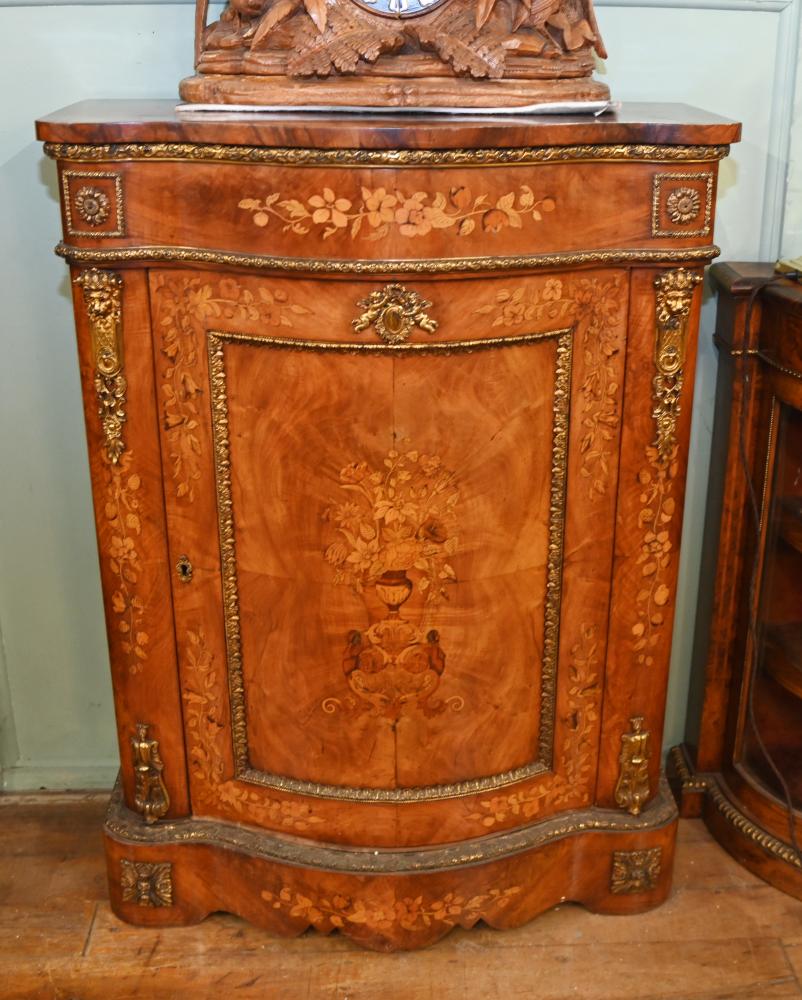 French Side Cabinet Floral Inlay Louis XVI 1860
