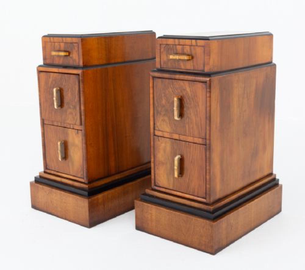 Pair Art Deco Bedside Chests Nightstands 1920s
