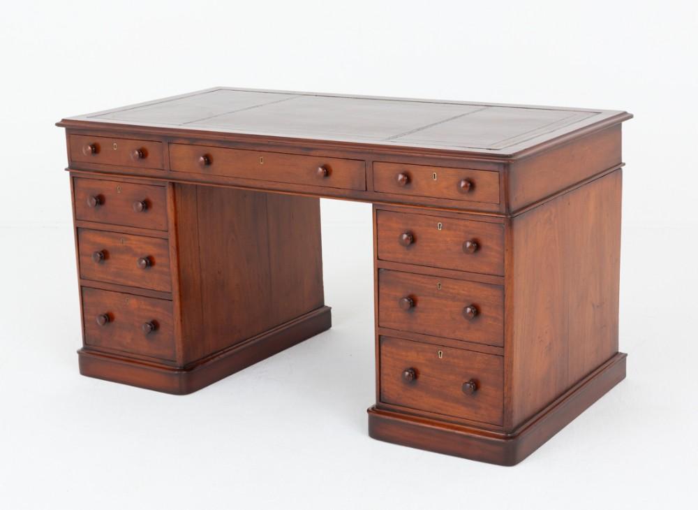 Period Victorian Pedestal Desk Mahogany 1860