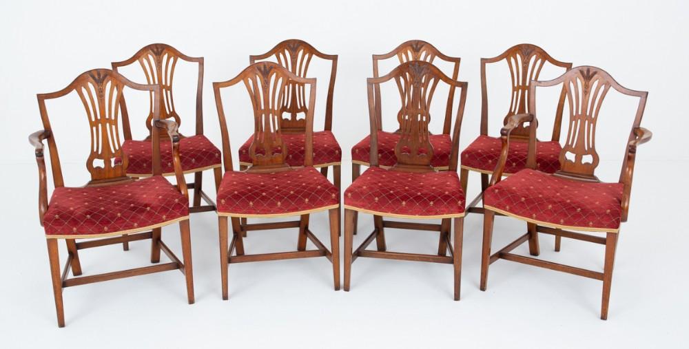 Set 8 Chippendale Dining Chairs Mahogany 1880

