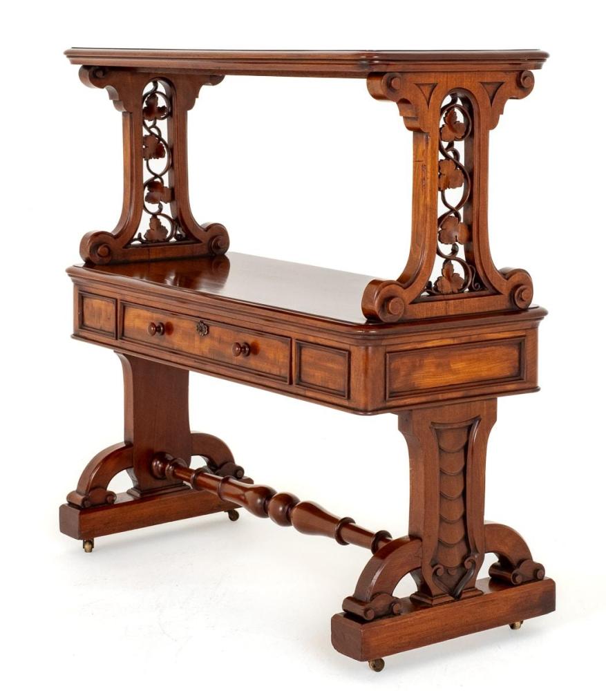 Victorian Dumb Waiter Mahogany Bookcase 1860
