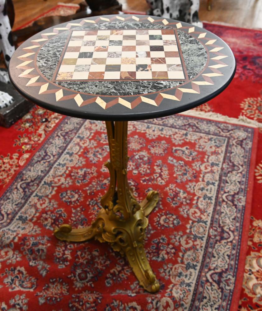 French Marble Chess Table Games Side Ormolu 1840
