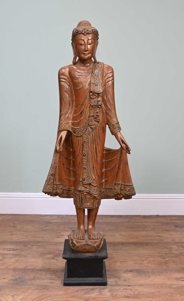 Carved Thai Buddha Statue Standing Carved Buddhist
