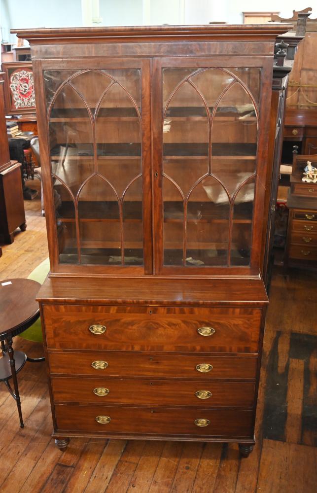 George III Secretaire Bookcase Mahogany Cabinet 1810
