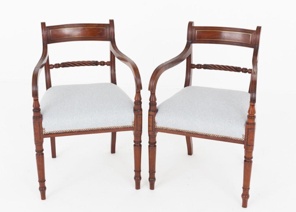 Pair Regency Elbow Chairs Mahogany Arm Chair
