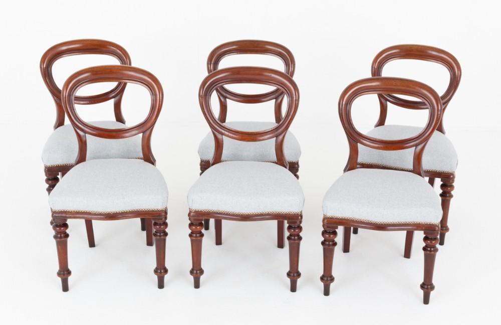 Set Victorian Dining Chairs Balloon Back Mahogany Diners 1860
