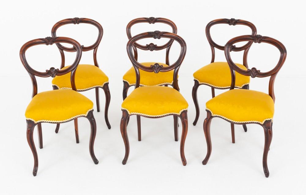 Six Victorian Balloon Back Dining chairs
